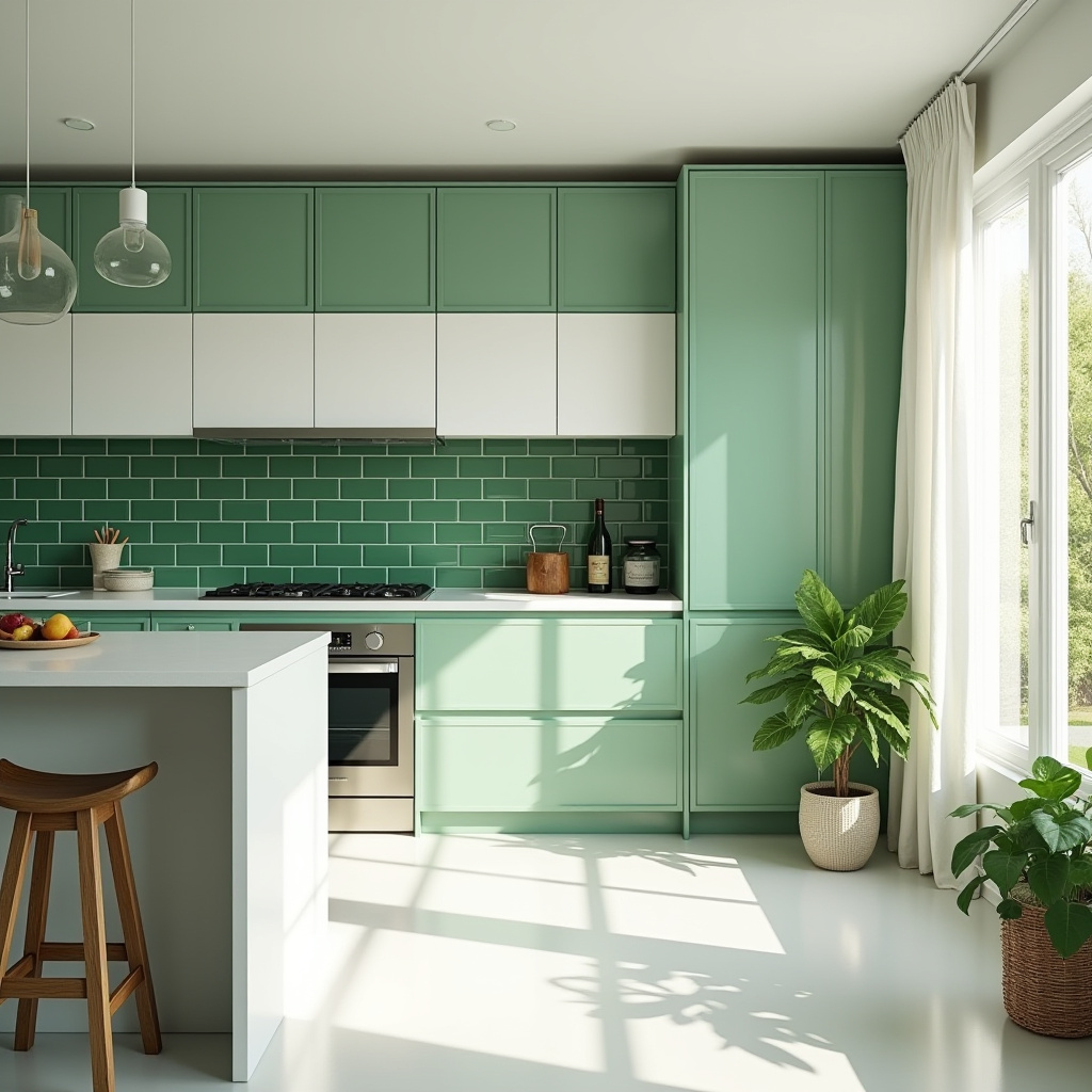 Green kitchen tiles 1