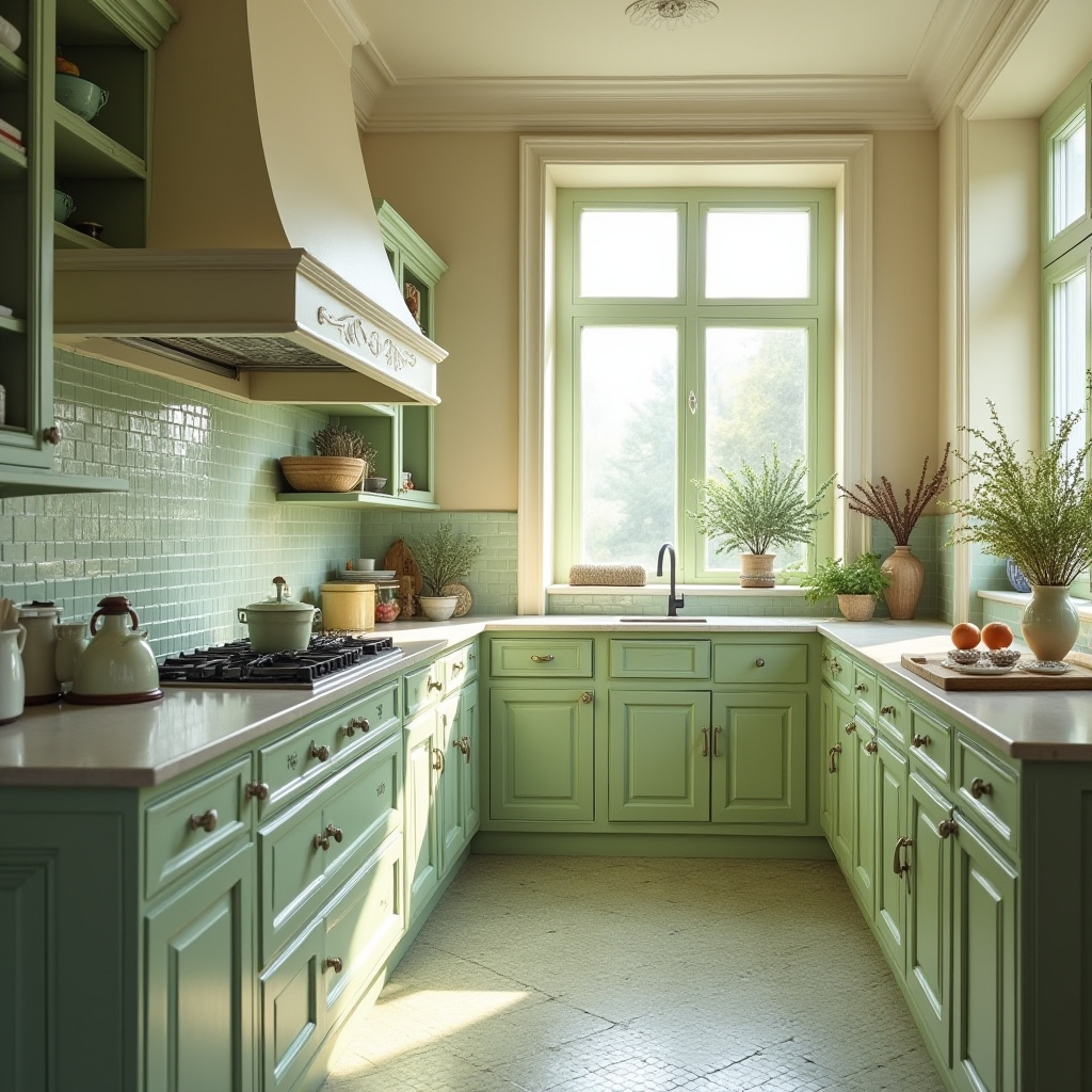Green kitchen tiles 30
