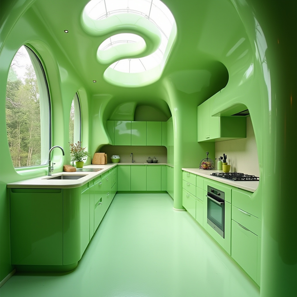 Green kitchen tiles 35