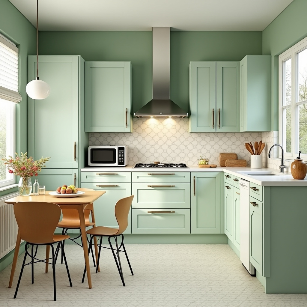 Sage green kitchen walls white cabinets 14