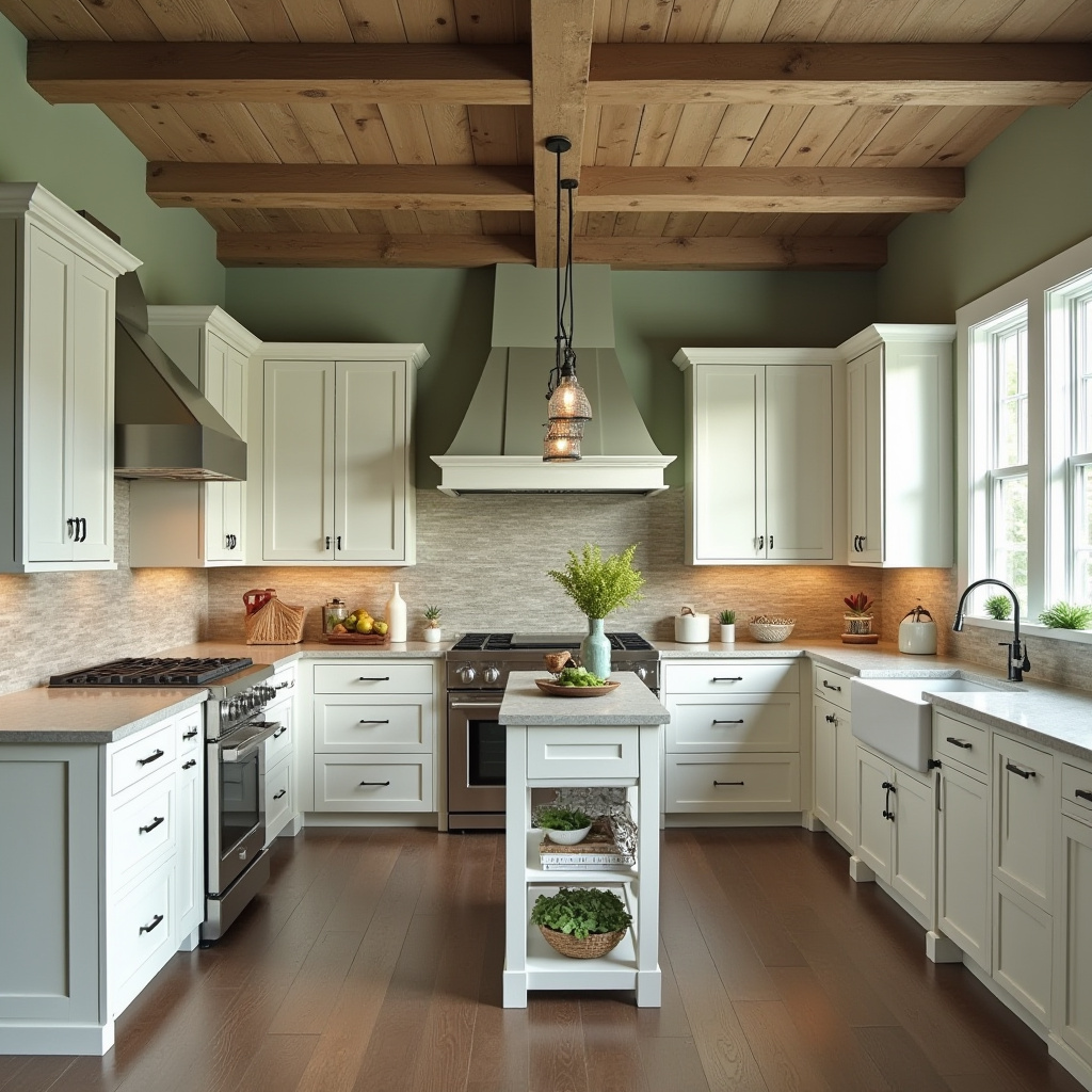 Sage green kitchen walls white cabinets 17