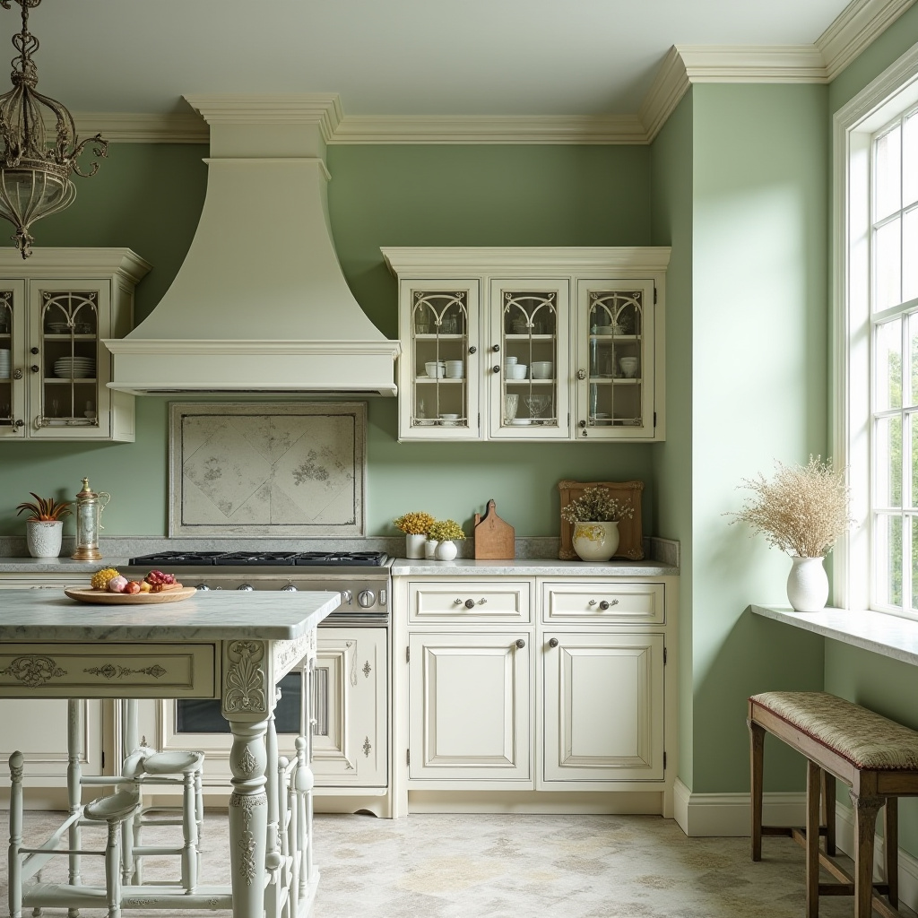 Sage green kitchen walls white cabinets 20