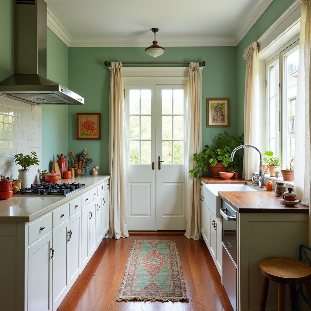 Sage green kitchen walls white cabinets 23
