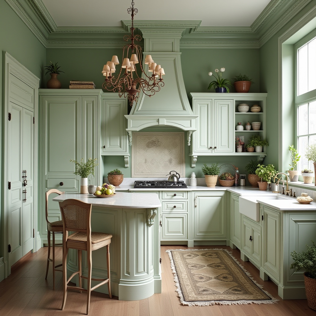 Sage green kitchen walls white cabinets 25