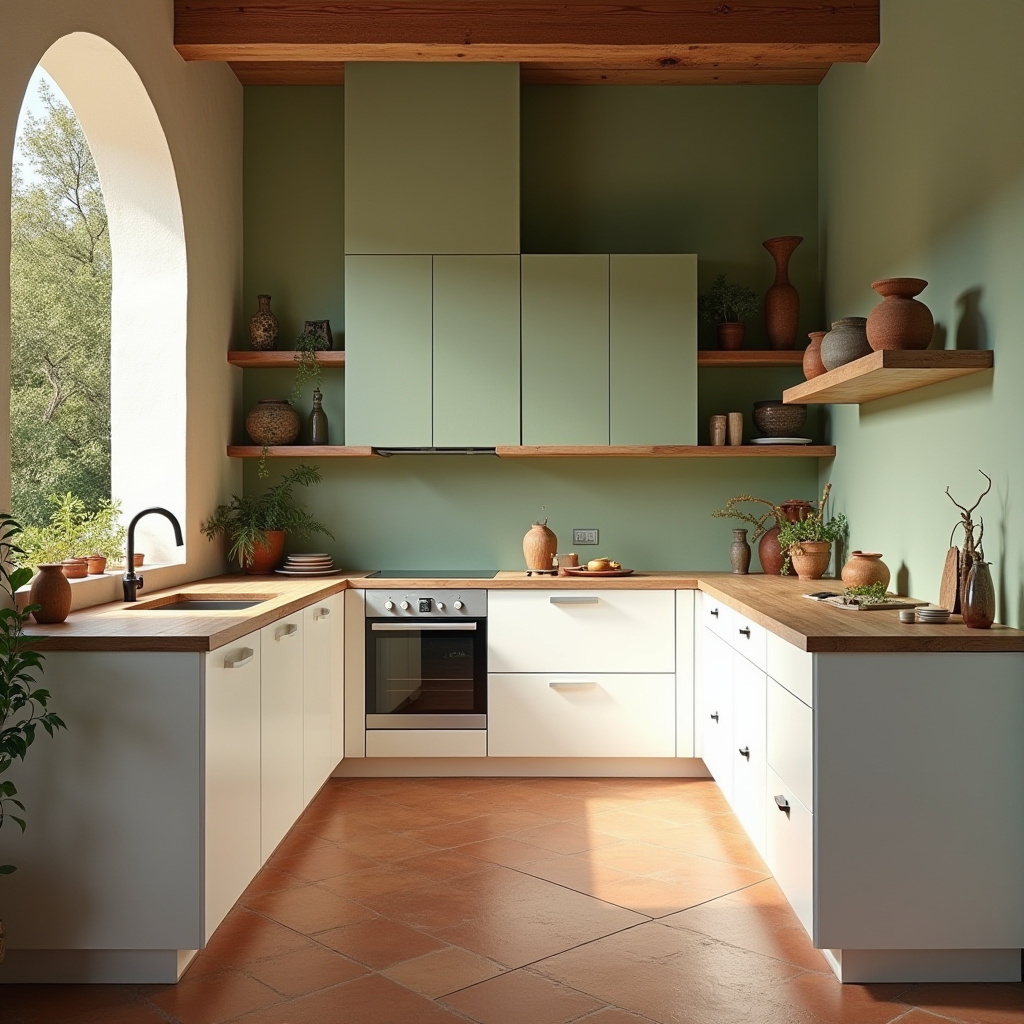 Sage green kitchen walls white cabinets 28