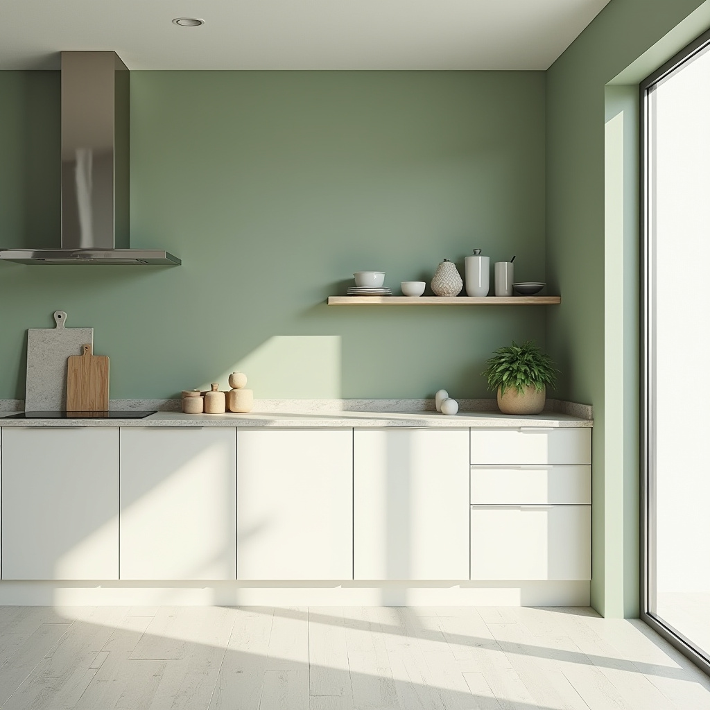 Sage green kitchen walls white cabinets 30