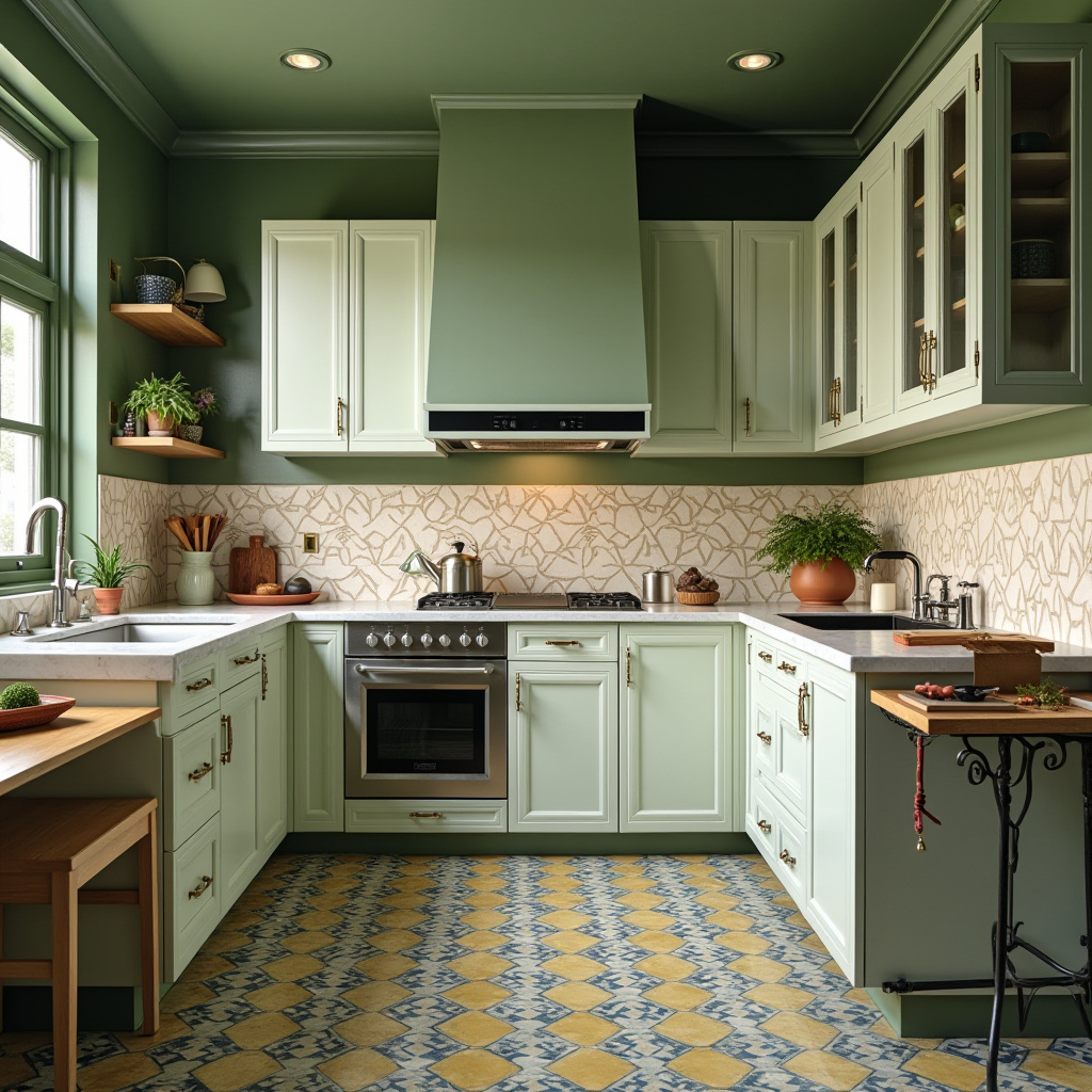 Sage green kitchen walls white cabinets 32