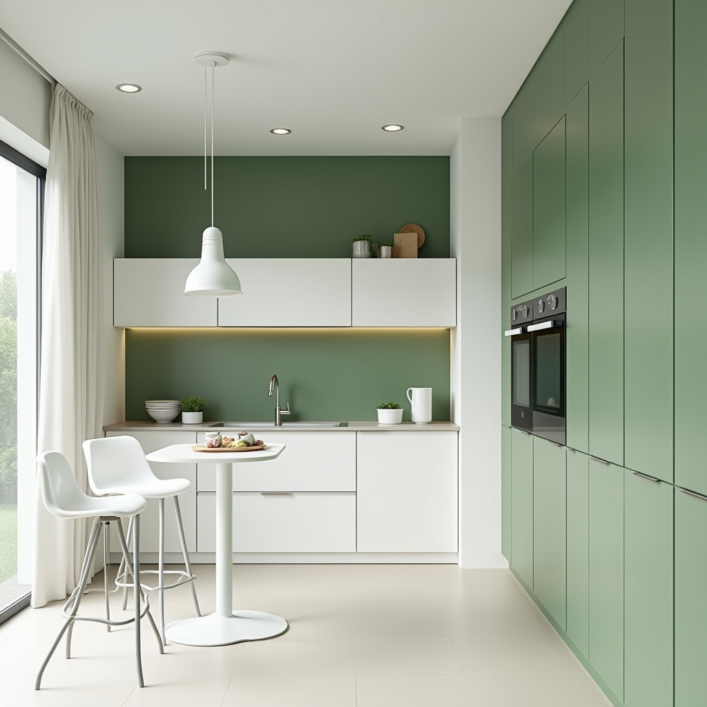 Sage green kitchen walls white cabinets 33