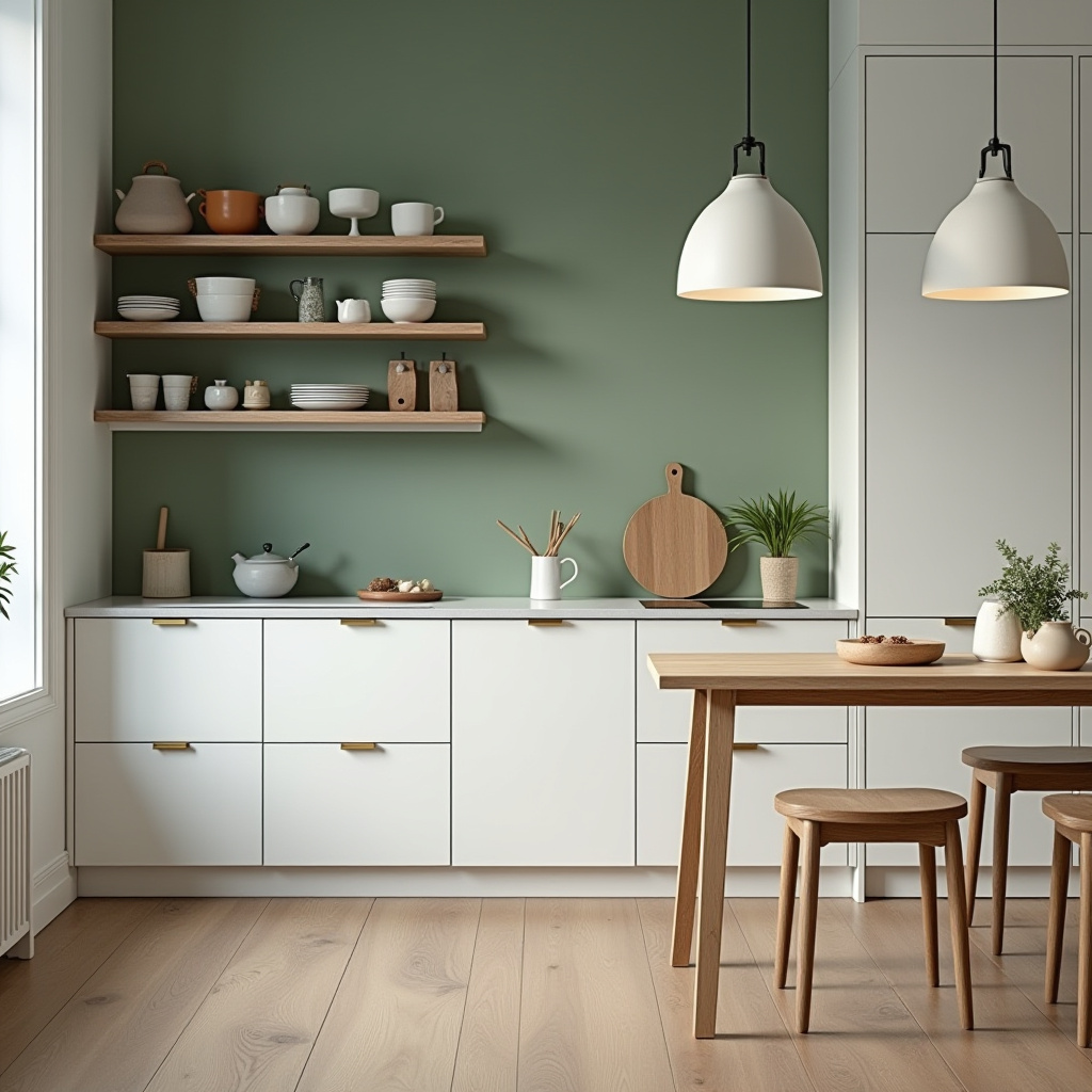 Sage green kitchen walls white cabinets 4