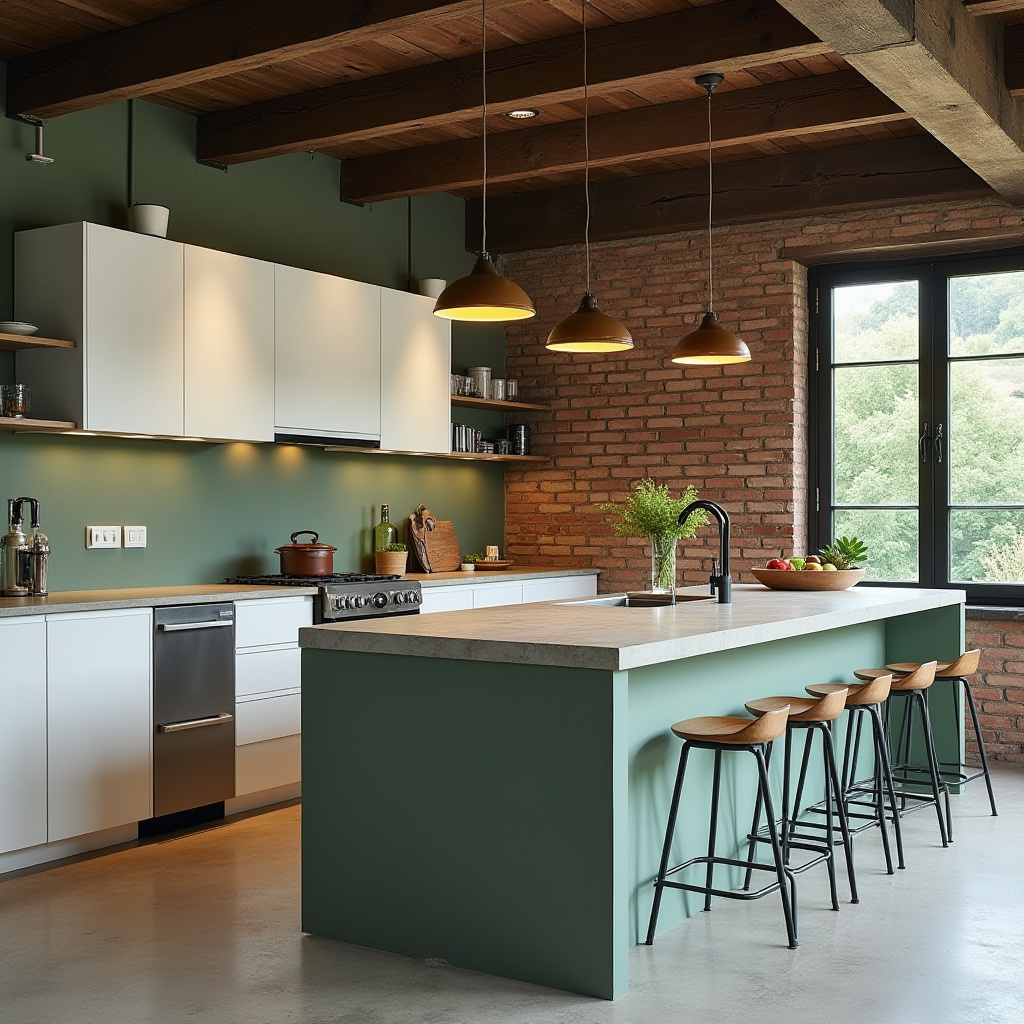 Sage green kitchen walls white cabinets 7